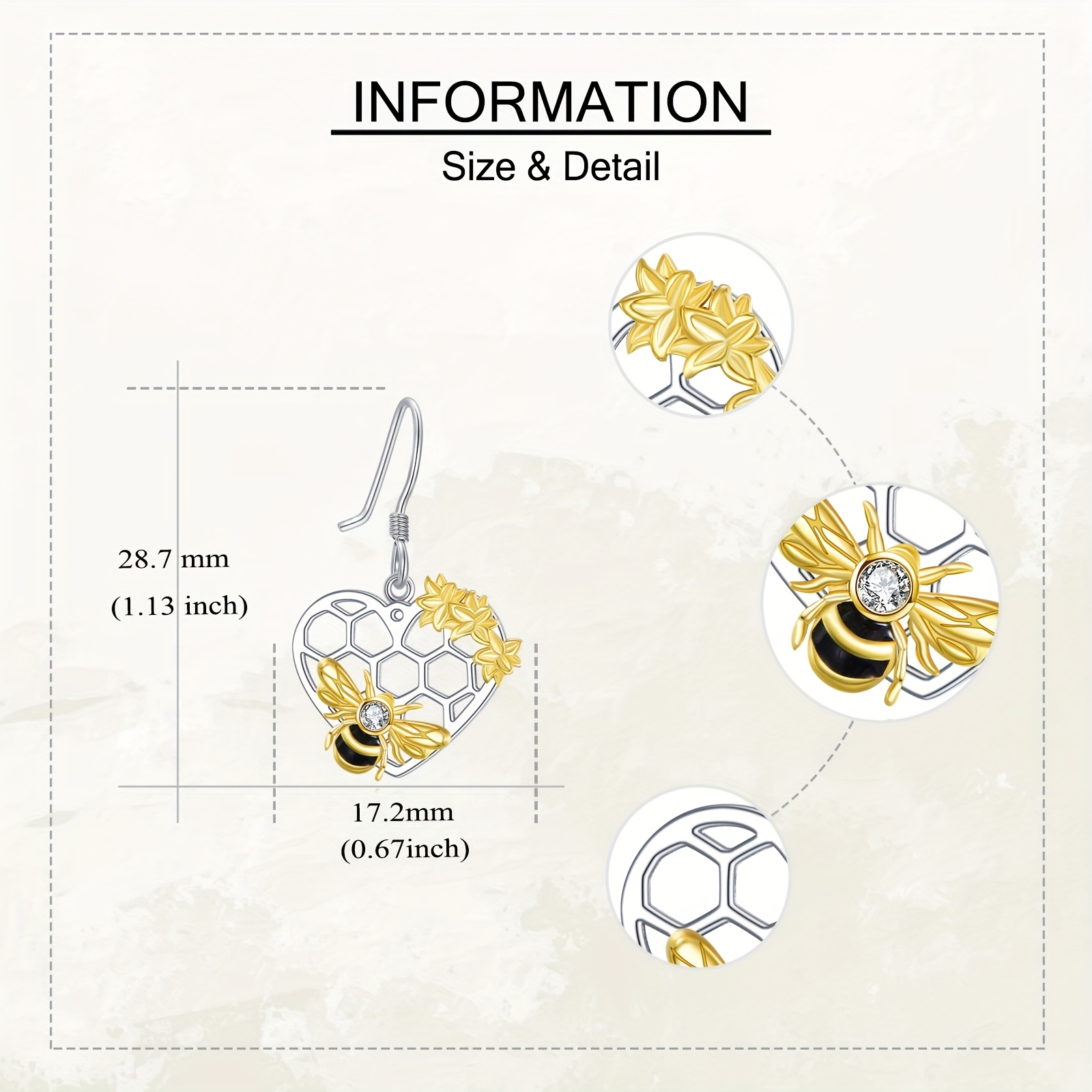 Women's Bee Dangle Drop Earrings in S925 Silver